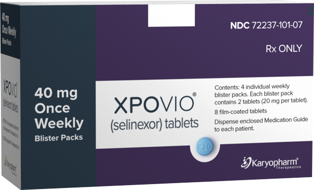XPOVIO® (selinexor) 40 mg once weekly dose packaging