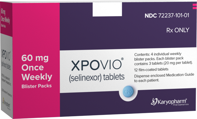 XPOVIO® (selinexor) 60 mg once weekly dose packaging