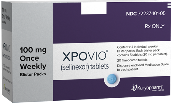 XPOVIO® (selinexor) 100 mg once weekly dose packaging